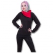 Sweat-shirt gothique femme noir avec capuche rouge à rabas