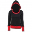 Sweat-shirt gothique femme noir à capuche aux contours rouges