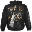Sweat-shirt gothique homme  zip  squelette flingueur aux cheveux longs