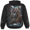 Sweat-shirt gothique homme avec guerriers viking en squelettes sur leur Drakkar