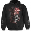 Sweat-shirt gothique homme à dragon rouge sur crane à pointes