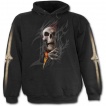 Sweat-shirt gothique homme à effet squelette sortant du vetement en flamme