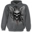 Sweat-shirt gothique homme gris avec tête de mort ailée