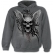 Sweat-shirt gothique homme gris avec tte de mort aile