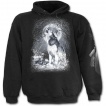 Sweat-shirt gothique homme noir à loup dans une forêt enneigée