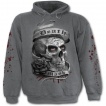 Sweat-shirt homme gothique gris à crane avec rose et masque Catrina Calavera