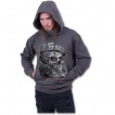 Sweat-shirt homme gothique gris à crane avec rose et masque Catrina Calavera