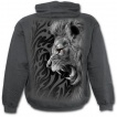 Sweat-shirt homme gris avec lion rugissant et motif tribal