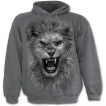 Sweat-shirt homme gris avec lion rugissant et motif tribal
