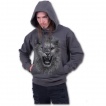 Sweat-shirt homme gris avec lion rugissant et motif tribal