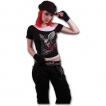 T-shirt dbardeur (2en1) femme gothique avec crane ail et roses