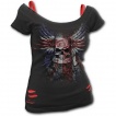 T-shirt dbardeur (2en1) femme rock avec tte de mort sur drapeau Union Jack