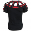 T-shirt femme buste lanières à bouche de vampire et plaque métallique