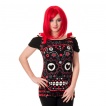 T-shirt femme goth-rock Banned à crane de sucre rouge