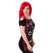 T-shirt femme goth-rock Banned à crane de sucre rouge