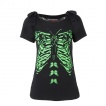 T-shirt Femme gothique Jawbreaker  cage thoracique vert fluo style papillon