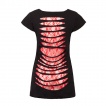 T-shirt Femme gothique Jawbreaker  squelette et papillons avec dentelle rouge