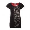 T-shirt Femme gothique Jawbreaker  squelette et papillons avec dentelle rouge