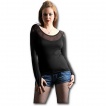 T-shirt femme gothique noir  manches longues et col large transparent