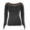 T-shirt femme gothique noir  manches longues et col large transparent