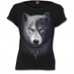 T-shirt femme noir avec loup inspiration Yin et Yang