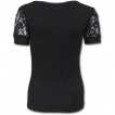 T-shirt femme noir gothique à dentelle de fleurs