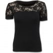 T-shirt femme noir gothique à dentelle de fleurs