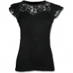 T-shirt femme noir gothique élégant avec dentelle de roses