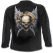 T-shirt gothique homme  manches longues avec La Mort sur sa moto et crane ail