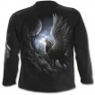 T-shirt gothique homme  manches longues avec loup  ailes d'anges
