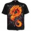 T-shirt gothique noir pour enfant avec dragon de flamme et crane