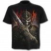 T-shirt homme noir avec guerrier dragon et scne de duel