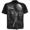 T-shirt homme noir avec meute de loups et pleine lune