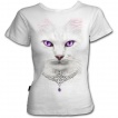 T-shirt ventre nu femme gothique avec chat  collier celtique