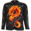 Tee shirt gothique homme à manches longues avec dragon de flamme et crane