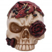 Tête de mort déco à dragon dormant et roses (14,5cm)