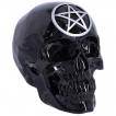 Tte de mort dco noir laqu  pentacle frontal argent (19,5cm)