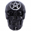 Tte de mort dco noir laqu  pentacle frontal argent (19,5cm)