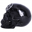 Tête de mort déco noir laqué à pentacle frontal argenté (19,5cm)