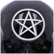 Tte de mort dco noir laqu  pentacle frontal argent (19,5cm)