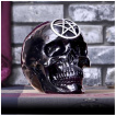 Tte de mort dco noir laqu  pentacle frontal argent (19,5cm)