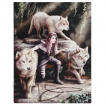 Toile canevas  femme aux loups - Anne Stokes (19x25cm)