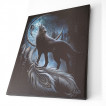 Toile déco à loup en forêt et attrape rêves amérindien