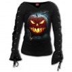 Top femme  citrouille de la Mort avec manches  lacets