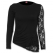 Top femme goth-rock à manche dentelle et coupe diagonale