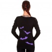 Top femme gothique à manches lacées et chauves-souris mauves