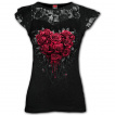 Top femme gothique à coeur de rose et mancherons dentelle