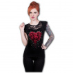 Top femme gothique à coeur de rose et mancherons dentelle