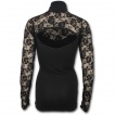 Top femme gothique à col roulé et dentelle avec pieu et lit de roses