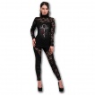 Top femme gothique à col roulé et dentelle avec pieu et lit de roses